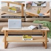 NicBex Modern Rectangular Coffee Table,Double-Tier Walnut Wood & Glass Top Center Table,Woven Rattan Side Table for Living Room - 3 of 4