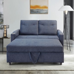 NicBex Convertible Sleeper Chair,3-in-1 Folding Sofa Bed,Modern Couches with  3 USB port and 2 Side Pockets for Living Room,Blue/Brown/Gray/Beige - 1 of 4