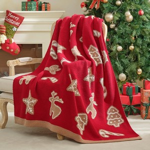 FIONECA Chenille Knit Throw Blanket, Reversible Christmas Pattern, Holiday Decor Gift for Bed & Couch - 1 of 4