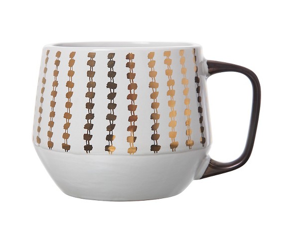 Clay Art Tapered Base Mug 21oz Stoneware Set of 4 - White/Gold Dots
