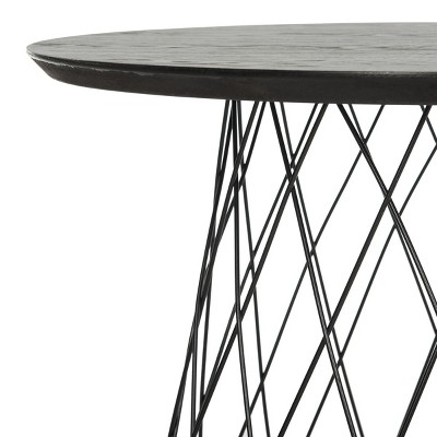 Transitional Ash Black 24" Round Wood & Metal End Table