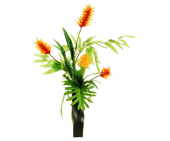 Artificial Mixed Floral/Plant Arrangement Orange 32" - LCG Florals