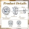 18K Gold Plated Halo Stud Earrings - 925 Sterling Silver CZ Stud Earrings Set for Women & Men - 4 of 4