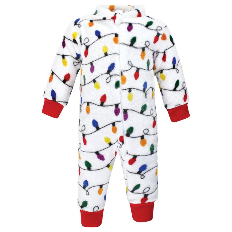 Hudson Baby Unisex Baby Plush Jumpsuits, Christmas Lights, 4 of 6