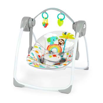 Bright Starts Whimsical Wild Portable Compact Baby Swing with Taggies,  Unisex, Newborn and up 