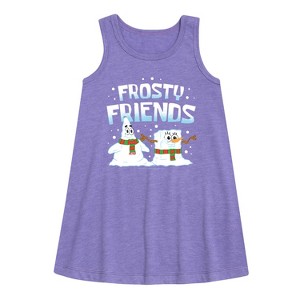 Girls' - SpongeBob SquarePants - Frosty Friends Graphic Sleeveless Aline Dress - 1 of 4