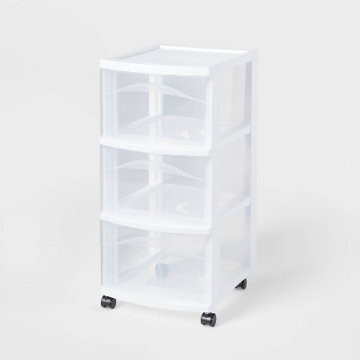Advantus Plastic 3 Drawer Storage Case 10 38 x 13 716 x 9 1116 ClearBlack -  Office Depot