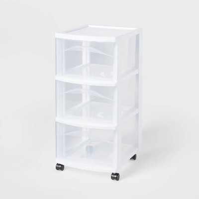 Sterilite Home 3 Drawer Wide Storage Cart Portable Container W/casters :  Target