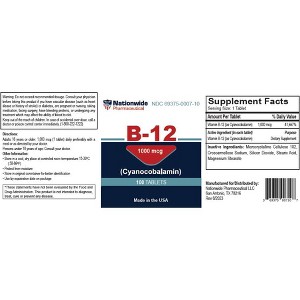 Nationwide B-12 Cyanocobalamin 1000mcg Tablet, 100 Ct - 1 of 1