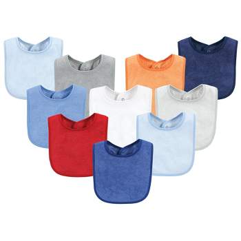 Hudson Baby Infant Boys Rayon from Bamboo Bib with Waterproof Lining 10pk, Blue Red, One Size