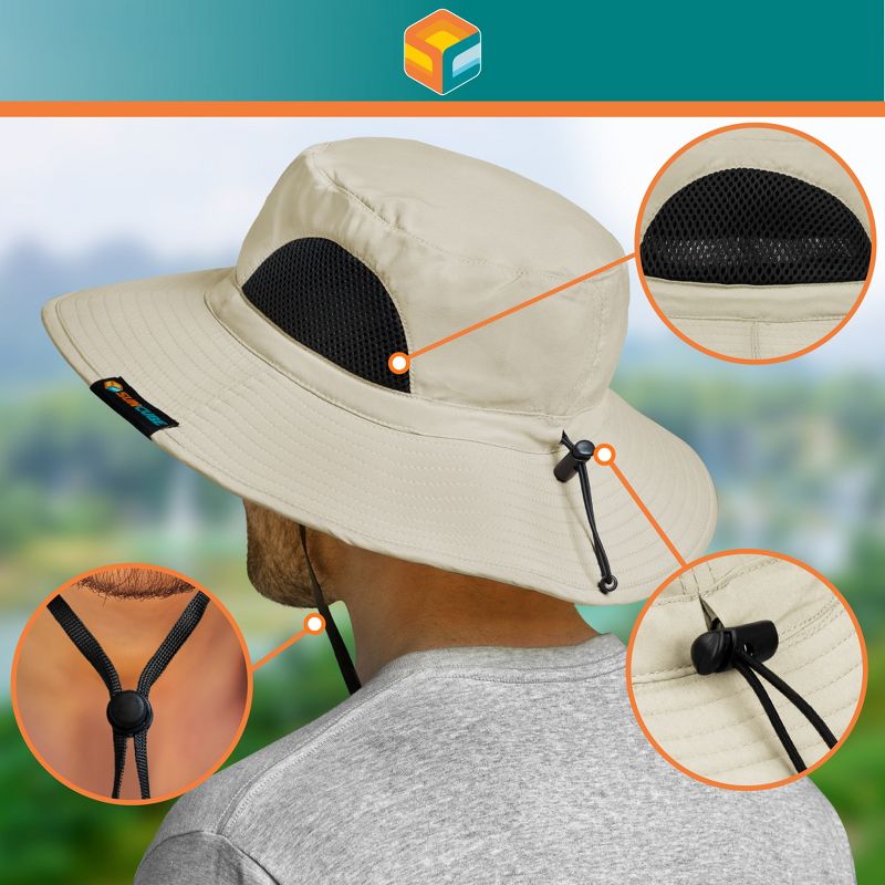SUN CUBE Wide Brim Sun Hat Adults, Fishing Hats Sun UV Protection, Hiking Bucket Hat Safari Beach Boonie, UPF 50+, 4 of 8