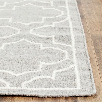 Grey and Ivory Geometric Wool 4' x 6' Handmade Area Rug