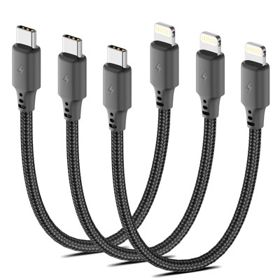 BONGEEK USB C to Lightning Cable 1.5FT 3Pack [Apple MFi Certified], Power Delivery iPhone Cables Type C iPhone Charger Cord Fast Charging ,Black