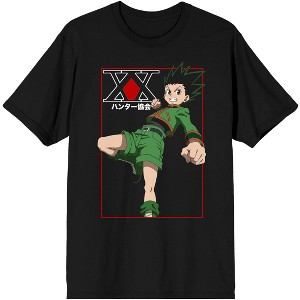 Hunter X Hunter Gon Freecss Punch And Kanji Logo Men's Black Tshirt - 1 of 2