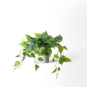 Forever Leaf Artificial Ivy Foliage Plant in White Ceramic Pot, Indoor Artificial Plant for Home Decor - 1 of 4