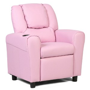 Costway Kids Recliner Armchair Children's Furniture Sofa Seat Couch Chair w/Cup Holder Pink - 1 of 4