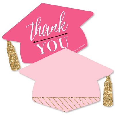 Big Dot of Happiness Dream Big - Shaped Thank You Cards - Graduation Party Thank You Note Cards with Envelopes - Set of 12