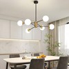POWLIG 40 Inch Modern Black Gold Chandelier with Milk White Glass Shades, 6 Light Adjustable Ceiling Fixture for Dining Room, Kitchen Island, Bedroom - 4 of 4