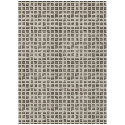 Brown Taupe And Ivory Geometric Washable Indoor Outdoor Area Rug