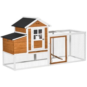 76" Wooden Chicken Coop with Safe and Healthy Non-Polluting Materials, Outdoor Hen House Poultry Cage with Weatherproof Materials - 1 of 4