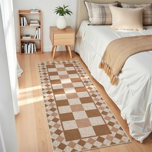 Washable Rugs Modern Geometric Checkered Indoor Outdoor Rug Easy Jute Rug Non-Slip Low Pile Jute Rugs - 1 of 4