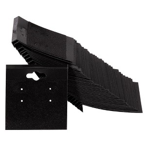 Genie Crafts Earring Cards - 100-Pack Earring Card Holder, Velvet Hanging Jewelry Display Cards for Earrings, Ear Studs, Black, 2 x 2 Inches - 1 of 4