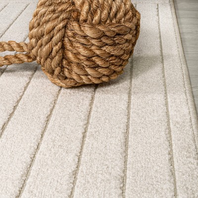 Odense Ivory Cream High-Low Geometric Indoor Outdoor Rug
