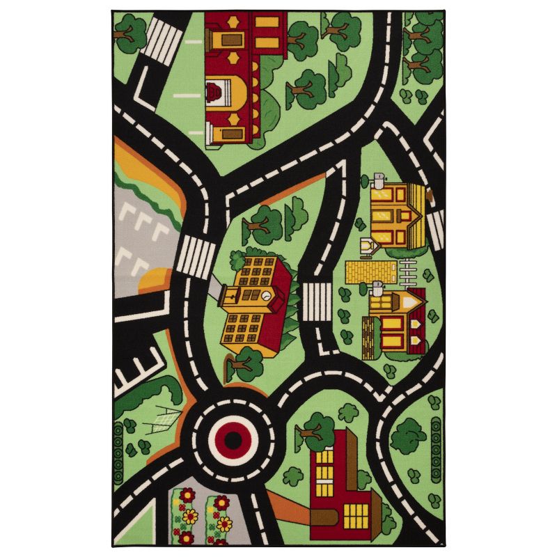 City Cruising Non-Slip Kids Playroom Decor Washable Indoor Area Rug by Blue Nile Mills, 1 of 7