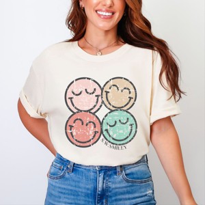 Simply Sage Market S.W.Smiley Smiley Face Grunge Garment Dyed Tee - 1 of 4