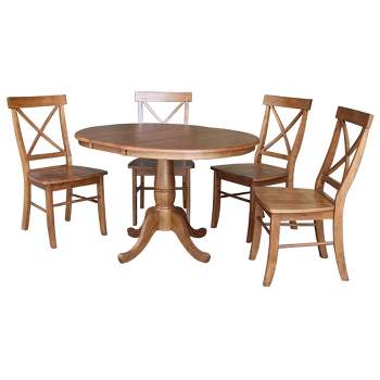 36" Harry Round Extendable Dining Table with 4 Chairs - International Concepts