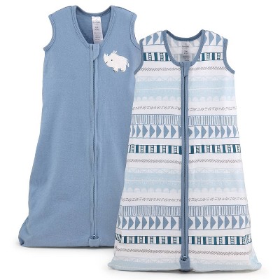 The Peanutshell Baby Sleep Bag, Swaddle Wrap, Sack, Blue Rhino/Geometric - S/M 2pk
