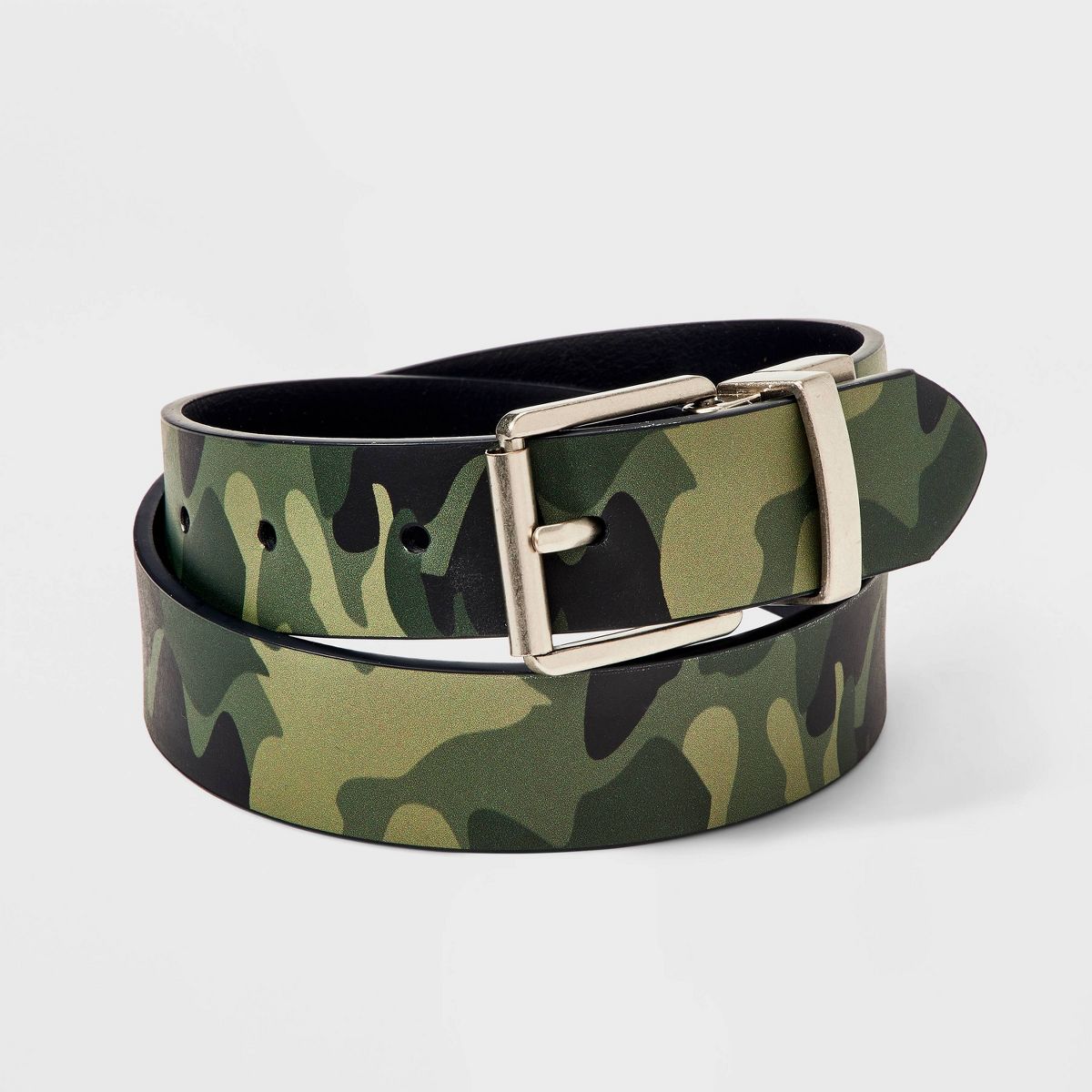 Boys' Camouflage Reversible Belt - Cat & Jack™ Dark Olive Green