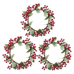 Chery Life 13" Red Berry Wreaths With Green Holly Leaves, Set of 3 - 1 of 4