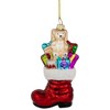 Northlight 4.5" Shiny Red Present Filled Stocking Hanging Glass Christmas Ornament - 3 of 4