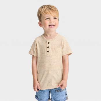 Toddler Boys' Henley Short Sleeve T-Shirt - Cat & Jack™ Cream