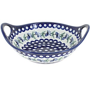 Blue Rose Polish Pottery 1813 Zaklady Small bowl with Handles - 1 of 1