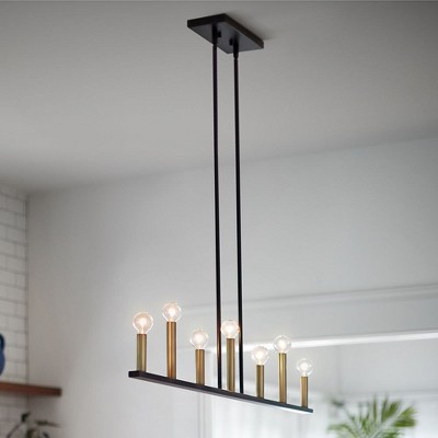 Lazlo Sleek Black and Brass 7-Light Linear Chandelier