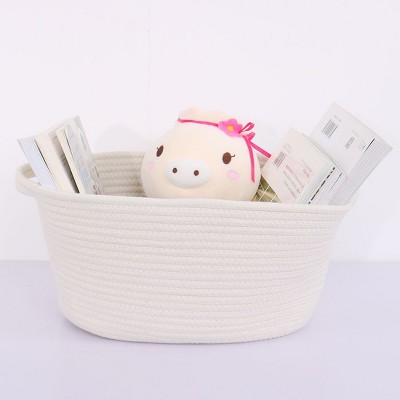 Unique Bargains Cotton Storage Basket Clothes Organizer Decorative Storage Bins 1 Pc White