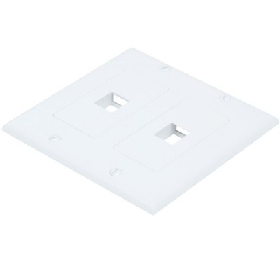 Monoprice 2-Gang Wall Plate - 2 Hole White For Keystone, Ethernet Networks or Home Theater Interconnects