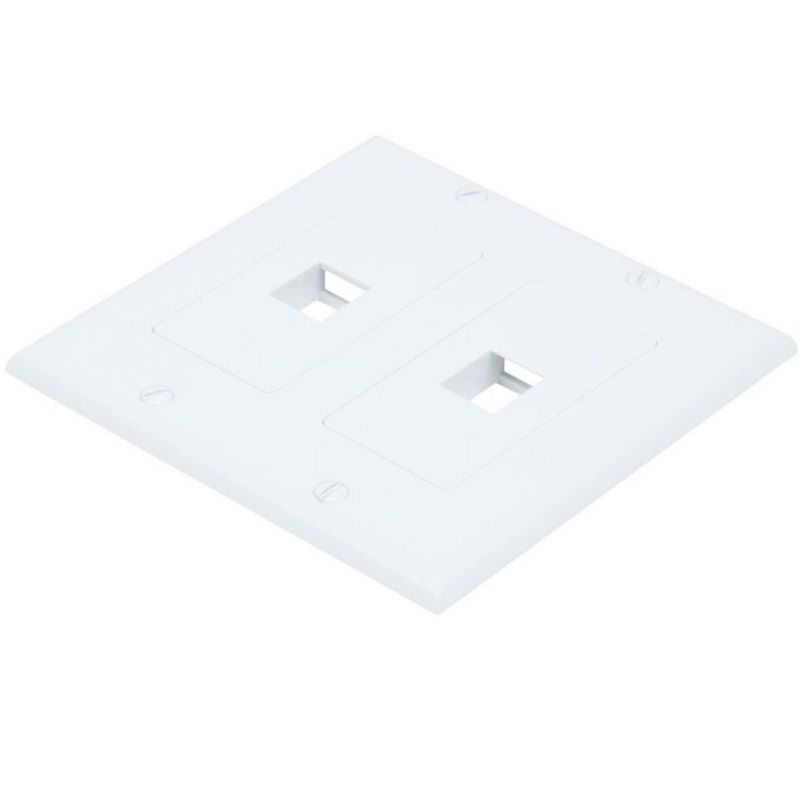 Monoprice 2-Gang Wall Plate - 2 Hole White For Keystone, Ethernet Networks or Home Theater Interconnects, 1 of 5
