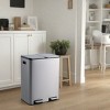 SEVOBAL Trash Can Kitchen Garbage Can Trash Cans Rectangle Stainless Steel with Soft Close Lid Step Foot Pedal Bathroom Toilet, Gray, 29"*22"*17" - 3 of 4