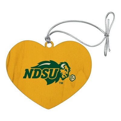 North Dakota State Bison Logo Secondary Heart Love Wood Christmas Tree Holiday Ornament