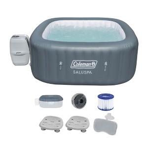 Bestway Coleman Hawaii AirJet Inflatable Hot Tub with EnergySense Cover, Grey + Bestway Spa Seat + 2 Bestway Headrest Pillows - 1 of 4