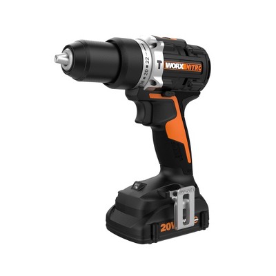 Worx WX352L POWER SHARE NITRO 20V Cordless 1/2in Hammer Drill with Brushless Motor (Battery & Charger Included)