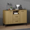 vidaXL Sideboard with Metal Legs, Solid Pine Wood, Brown - Stylish Industrial Look 44.5"x15.7"x30.3" Oslo Collection - 2 of 4