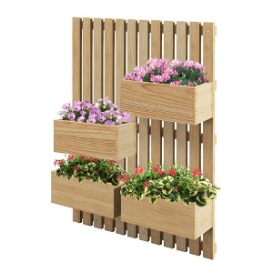 Aghana Digitals Wall-Mounted Fir Wood 5-Box Raised Garden Bed with Trellis, Drainage Holes & - 1 of 4