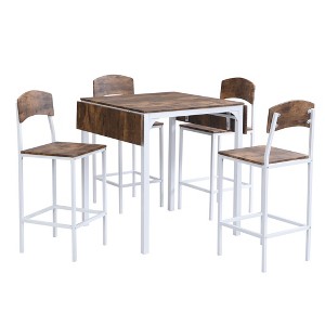 NicBex 5 Piece Dining Table Set for 4 People Modern Farmhouse 39.4 Inch Kitchen Table with 4 Metal Legs Dining Chairs for Living Room - 1 of 4