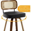 Bekrvio 26"/29" Mid-Century Modern Swivel Bar Stools Set of 1/2/3/4- Faux Leather Upholstered with Back and Bent Wood Legs,Ideal for Kitchen Island - 4 of 4