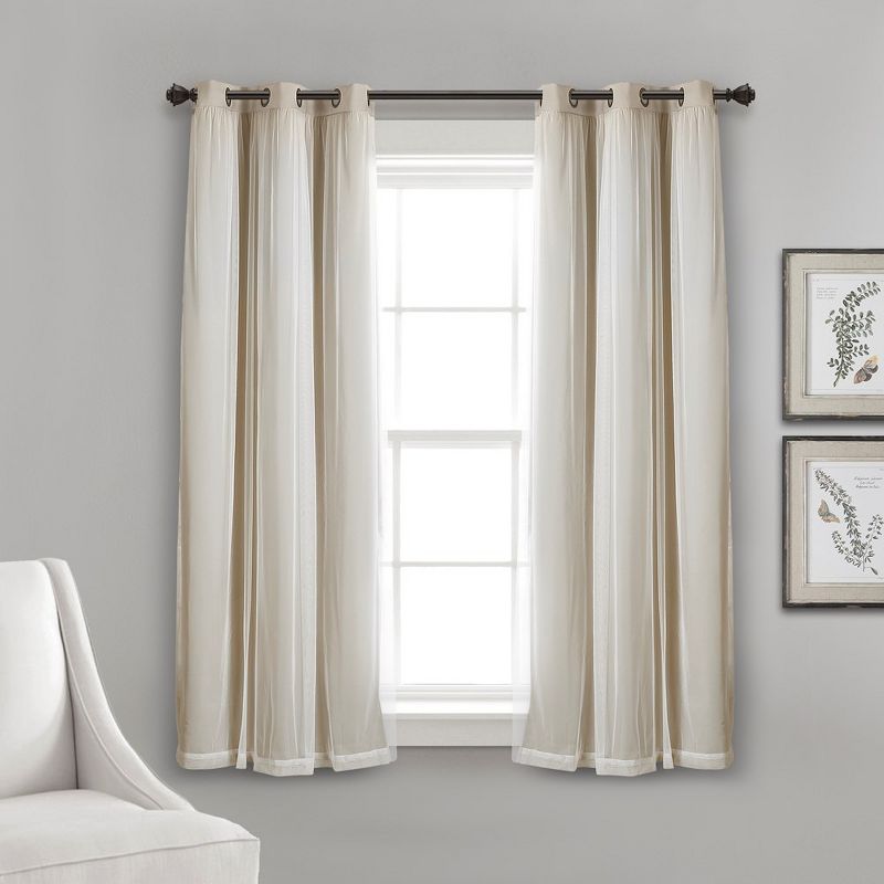 Lush Décor Grommet Sheer Panels With Insulated Blackout Lining Wheat 38X45 Set, 2 of 7