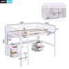 CAVINAS Full Size Bunk Bed with Desk Wooded Bed Frame with Storage Shelves and Drawers for Bedroom, White - 3 of 4